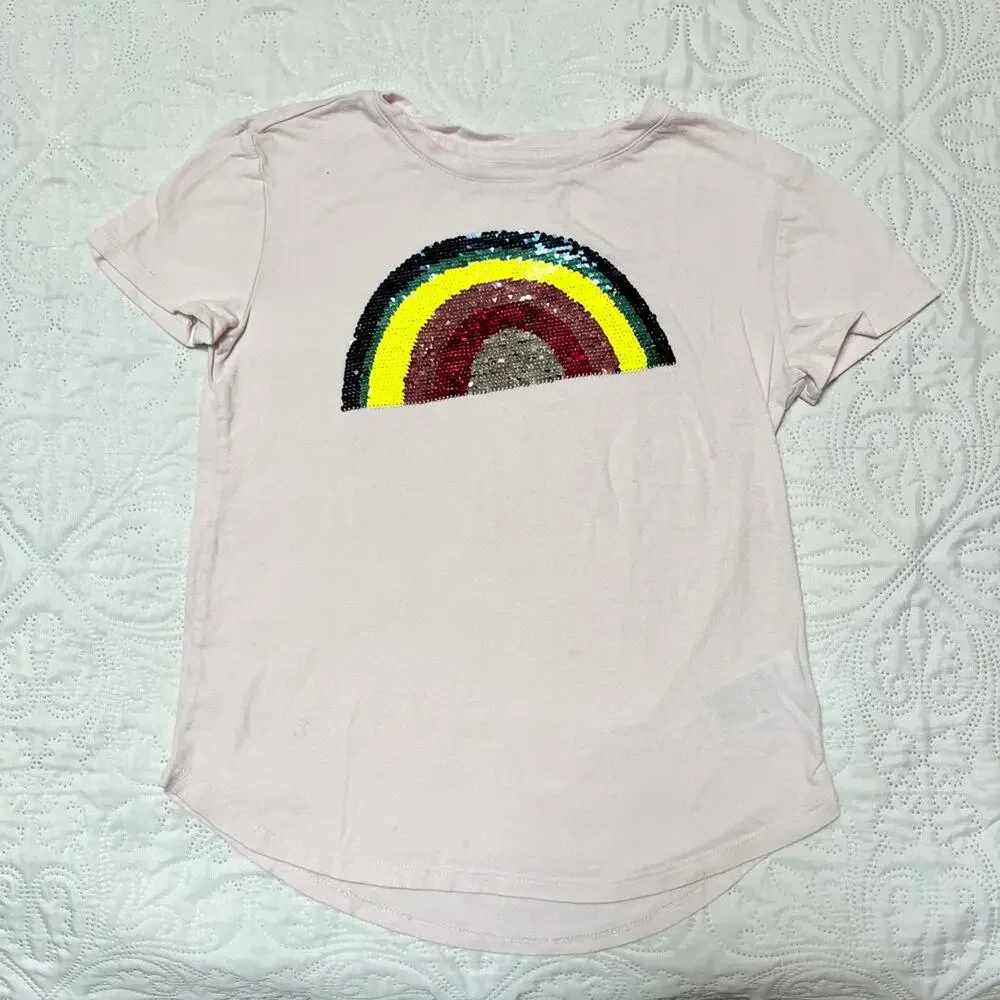 Gap Rainbow Watermelon Flip Sequin Tee Size 8